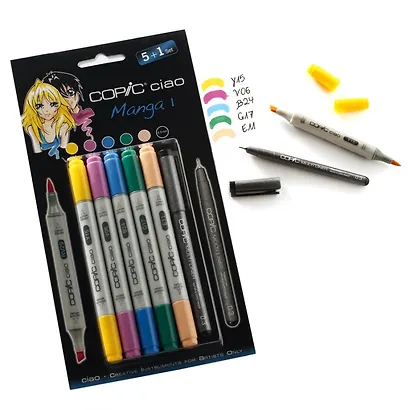 Набор маркеров Copic Ciao "Манга 1", 5 цветов + мультилинер 0.3 мм - фото 4