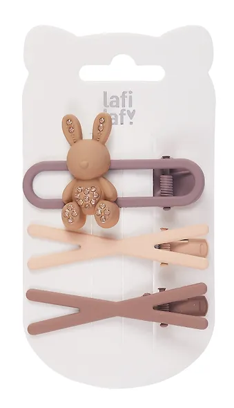 Набор заколок Зайчик и бантики матовые (3шт) (пластик) (6см) (12-03946-B87) (Lafilaf) - фото 3