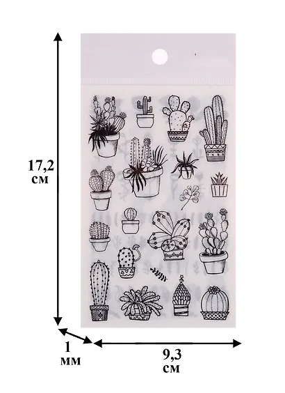 Наклейки Love plants, ч/б, бумажные 9*14  (6 листов) - фото 3