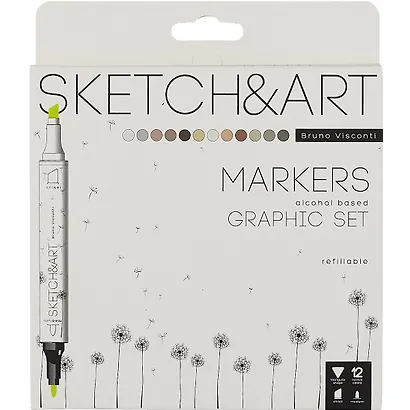 Маркеры для скетчинга 12цв "SKETCH&ART" Графика, Bruno Visconti - фото 1