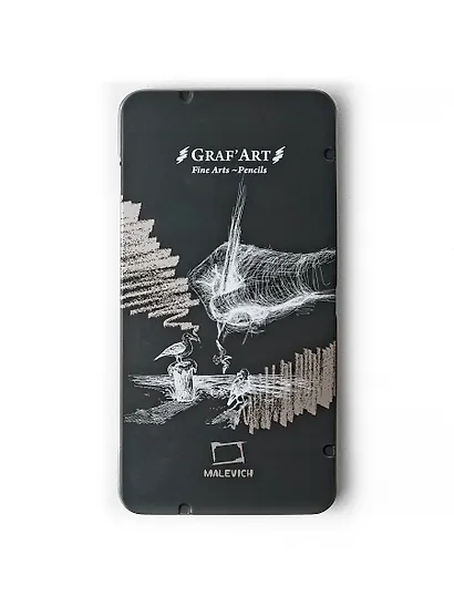 Карандаши угольные 05шт монолитные "Graf'Art PRO" H, HB, 2B, 5B, 8B, Малевичъ - фото 5