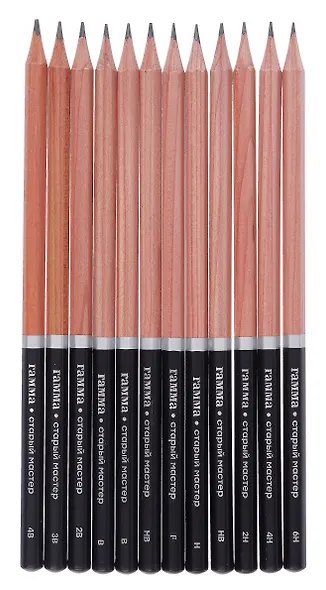Карандаши ч/гр 12шт "Старый мастер", 4B-6H, к/к, ГАММА - фото 2