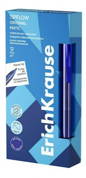 Ручка роллер автоматическая синяя "TipFlow Matic" 0,5мм, ErichKrause - фото 2