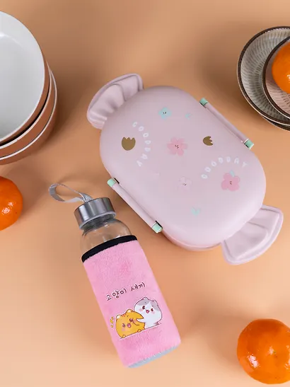 Набор Бутылка в чехле велюр Kawaii Котики Enjoy the little things (стекло) (300мл) (12-07599-KWI2)+Ланч-бокс Кролик Kawaii 1000мл (пластик) (20х13х7) (12-34435-LB5) - фото 9