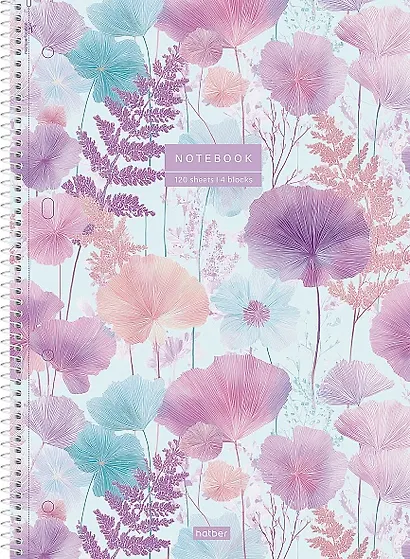 Тетрадь А4 120л кл. "Парящие лепестки" 7БЦ, спираль, ламинация soft touch - фото 1