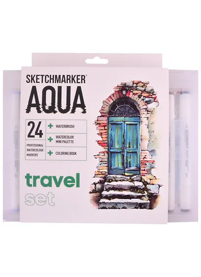 Маркеры акварельные 24цв Aqua Pro Travel Set, к/к, Sketchmarker - фото 1