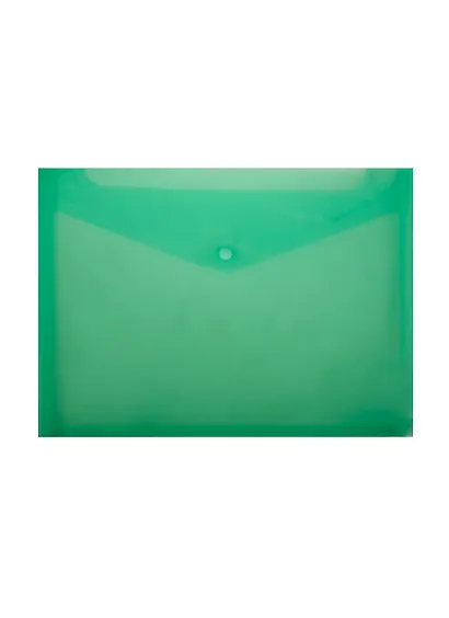 Папка-конверт А4 на кнопке с расширением, пластик 0,18мм, прозрачный, ассорти, Бюрократ - фото 1