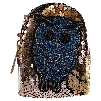 Сумочка-рюкзачок на молнии с пайетками Сова (10см) (ПВХ бокс) - фото 7