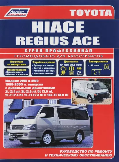 Toyota Hi-Ace Модели 2WD&4WD 1989-2005 гг. выпуска с дизельными двигателями. Устройство, техническое обслуживание и ремонт (черно-белое издание) - фото 1