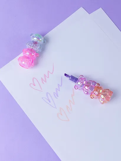 Текстовыделители 03цв "Сахарные мишки" сегмент, ПВХ-бокс - фото 10