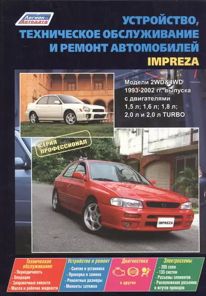 Subaru Impreza. Модели с  1993-2002 гг. выпуска с двигателями 1,5 л, 1,6 л, 1,8 л, 2,0 л, и 2,0 л. Turbo. Устройство, техническое обслуживание и ремонт - фото 1