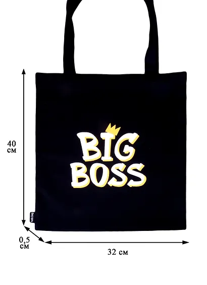 Сумка-шоппер Big Boss с короной, черная (текстиль) (40х32) (СК2021-73) - фото 2