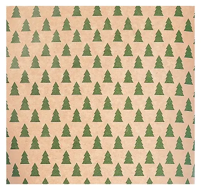 Бумага упаковочная 70*100см "Зеленыеёлки"крафт,НГ,инд.уп. - фото 2