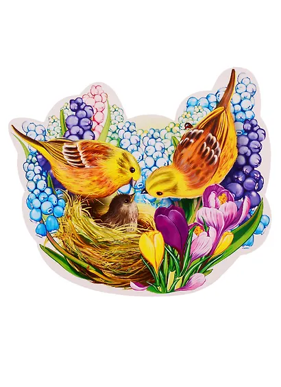 Плакат Птички с птенцом - фото 1