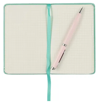 Записная книжка А6- 96л кл. "JOY BOOK. Ментоловый" 7БЦ, иск.кожа, тонир.форзац, тонир.блок, скругл.углы, сшит.блок, ляссе, резинка, карман на задн.форзаце - фото 3