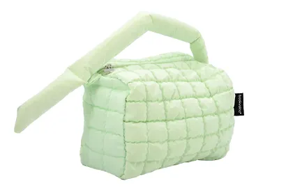 Косметичка стеганная с объёмной ручкой (мятная) (текстиль, PU) (20х13см) - фото 2