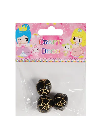 Набор для творчества, Набор бусин Craft Deco, граненые, 3шт, 2см, черные с золотом - фото 1
