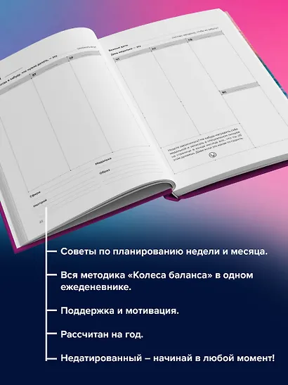 Ежедневник недат. А5 112л "Колесо баланса. Невыгораемый ежедневник. Планировать и меняться без стресса и выгорания, бережно к себе (синий)" - фото 6