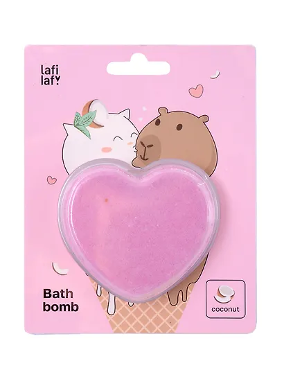 Бомбочка-сердечко для ванны «Котик и Капибара», кокос, 90 г, Lafilaf - фото 2