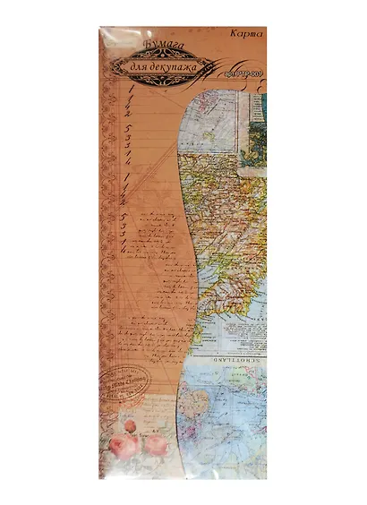 Бумага для декупажа Карта (РТР-001) (Рукоделие) (упаковка) - фото 1