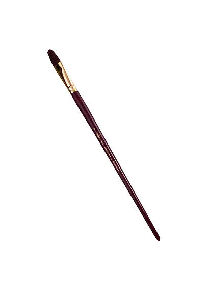 Кисть художественная Вернисаж, синтетика бордовая, плоскоовальная, длинная ручка №18, Гамма - фото 1