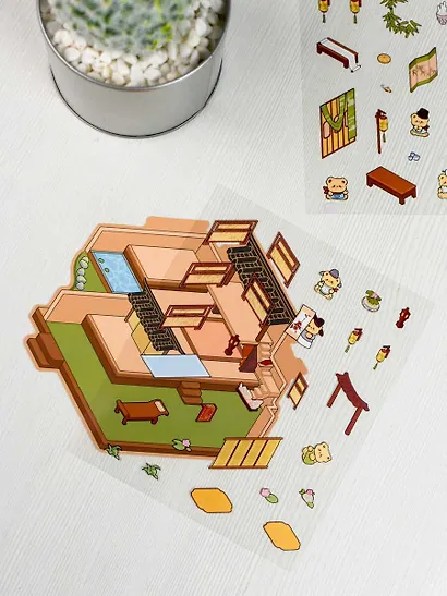 Набор наклеек с полем для создания миниатюрных сцен, размер 150х125 мм - фото 9