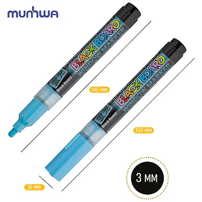 Маркер меловой MunHwa, Black Board Marker, голубой 3 мм - фото 4