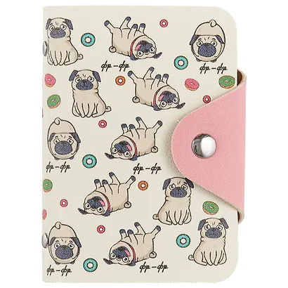 Визитница Мопсы фр-фр (20 карт) (PU) (11×8) (блистер) (12-11592-ZY-11) - фото 1