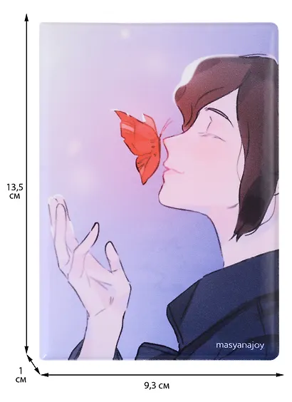 Обложка для паспорта Аниме Синтонимы Персонаж с бабочкой (цветной) (Медина Мирай) (ПВХ бокс) (ОП2022-387) - фото 3