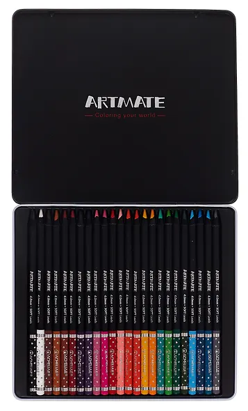 Карандаши цветные 24цв "Blackwood Artmate" мет.футляр, супермягкие, утолщ.грифель 4мм, ACMELIAE - фото 2