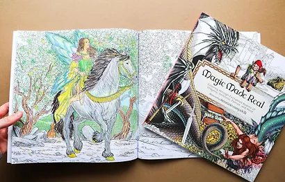 Coloring Through Enchanted Realms of Dragons, Unicorns, Fairies, and More Раскрашиваем  миры драконов, единорогов, фей / Книги на английском языке - фото 12