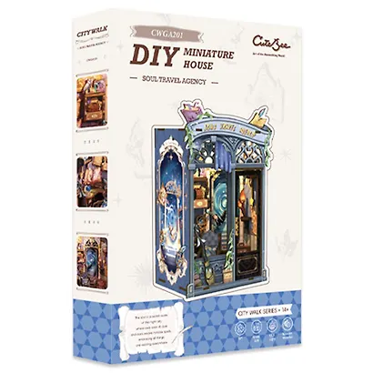 CWGA201 Конструктор интерьерный  – сборный домик CuteBee - Агентство "Душевное Путешествие", 99 деталей (материалы: дерево, картон, пластик, металл), со световыми эффектами (подсветка интерьера), с питанием от 2хААА батареек (не включены), серия DIY, возр - фото 3