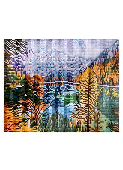 Алмазная мозаика на подрамнике "Зеркальное горное озеро", 30 х 40 см - фото 1