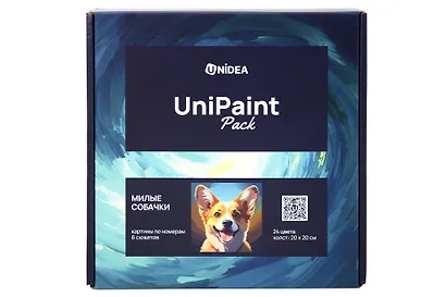 UniPaint Pack Картины по номерам 6 сюжетов "Милые собачки" (24 цвета) (20x20 см) - фото 1