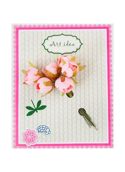 Пионы розовые, букетик 6 стеблей (готовые на подложке) - фото 1