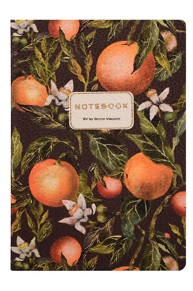 Книга для записей А5 60л кл. "FLORA.PARADISE.ORANGES" иск.кожа, сшивка, Bruno Visconti - фото 1
