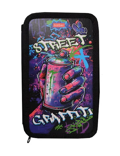 Пенал 2отд. "Street graffiti" 19*11см, молния, глянц. ламин., таблица умножения, инд.уп. - фото 1