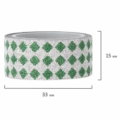 Клейкие ленты полимерные для декора с блестками ГЕОМЕТРИЯ, 15 мм х 3 м, 7 цветов, ОСТРОВ СОКРОВИЩ, 661717 - фото 5