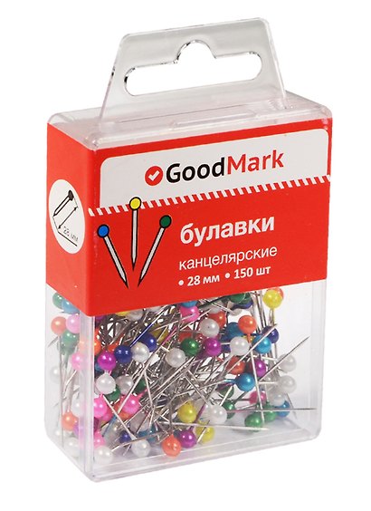 Булавки GoodMark, 28 мм, 150 штук, в ассортименте - фото 1