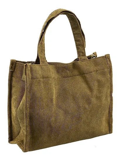 Сумка мини-шоппер с кнопкой кросс-боди оливковая (вельвет) (25х23) Bookvalno - фото 4