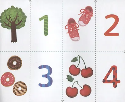 Цифры и счет. Разрезные карточки-половинки. 32 карточкм. 64 половинки - фото 2