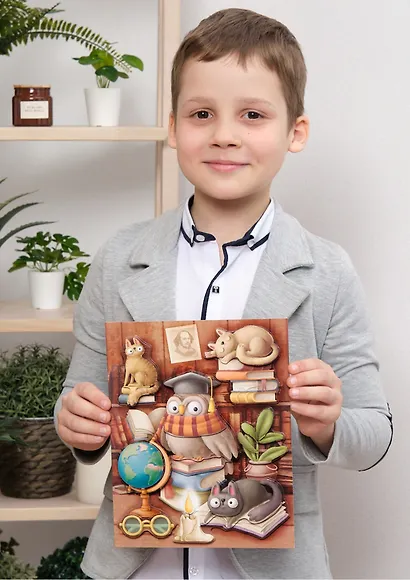 3D-аппликация "Котики и сова" - фото 6