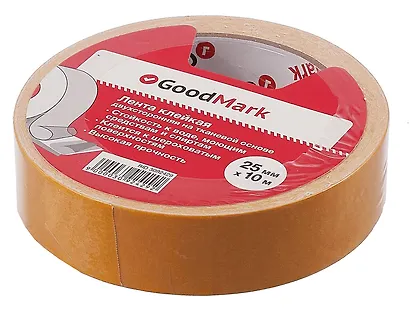 Лента клейкая 25мм*10м двусторонняя на тканевой основе GoodMark - фото 2