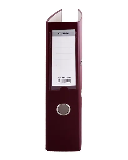 Папка архивная 70мм А4 бордо, бумвинил, прозр.карман, СТАММ - фото 3