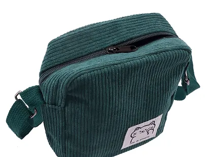 Сумочка на молнии кросс-боди (бирюзовая) (вельвет) (16х14х6) (12-HanMa-766) - фото 4