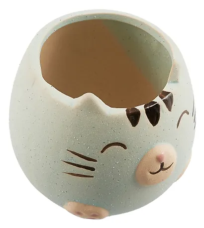 Кашпо Котик с закрытыми глазками (керамика) (8х8) (12-06650-202306-104) - фото 4