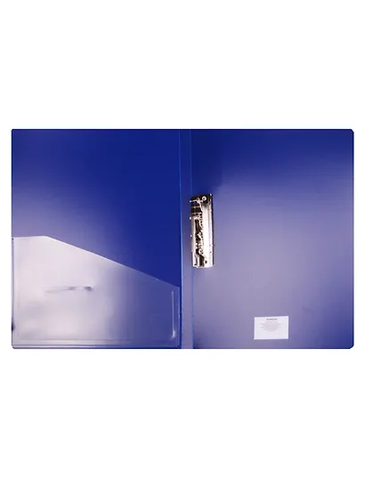 Папка боковой прижим А4 "HOR LINES", синяя, карман - фото 2