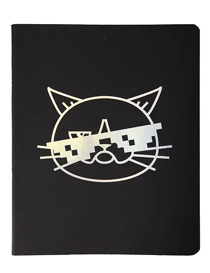 Тетрадь 48л кл. "TOTAL BLACK. Cat and mouse" цветной диз.картон, тиснение фольгой, гологр.линза, ассорти - фото 3