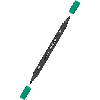 Маркер акварельный "Сонет", двухсторон., кисть и тонкий наконечник, изумрудный темный, сонет - фото 2