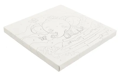 Картина по номерам детская (холст на подрамнике 20*20) "Слоник" - фото 4